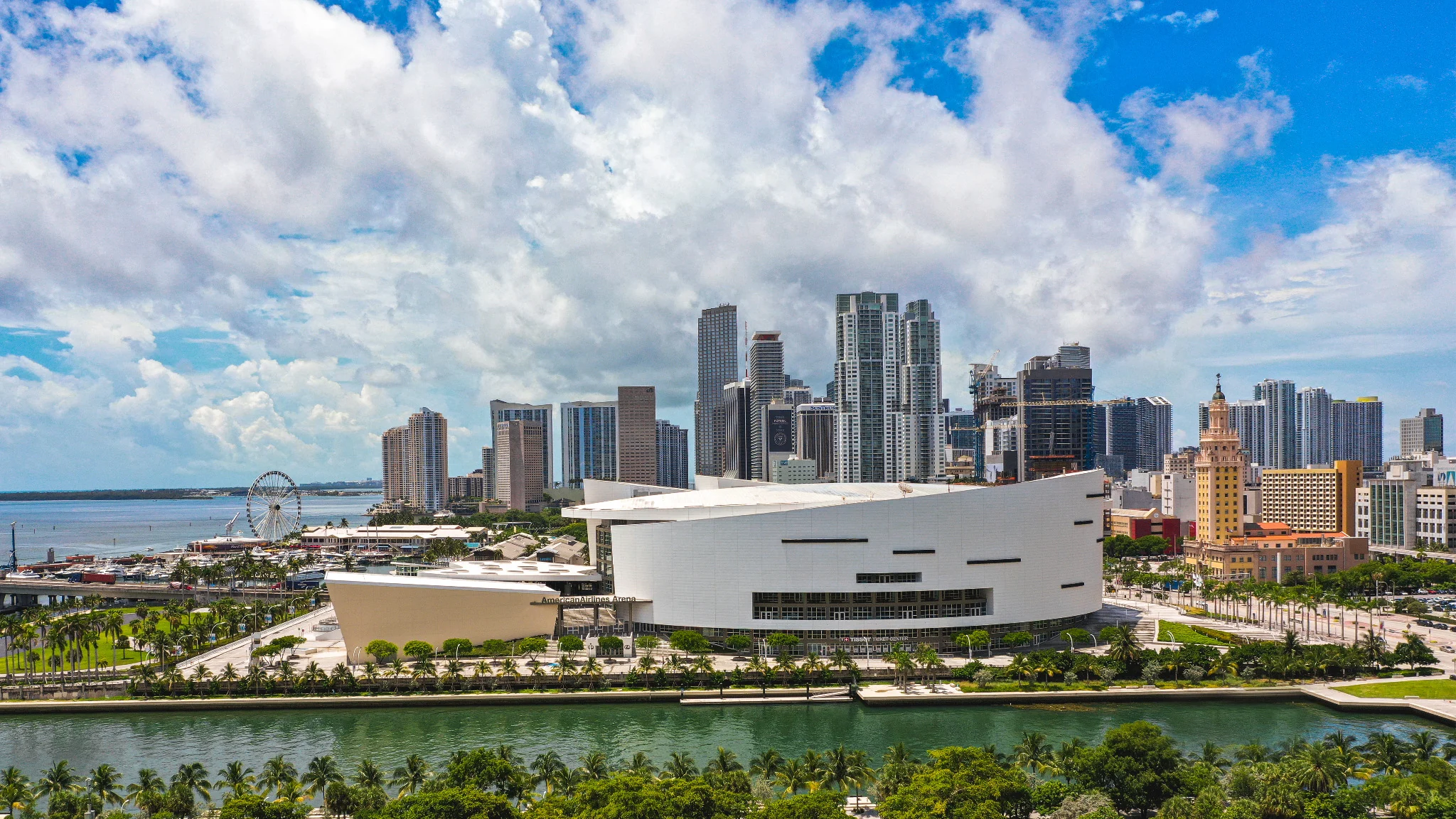 Aerial view of Miami and the waterfront