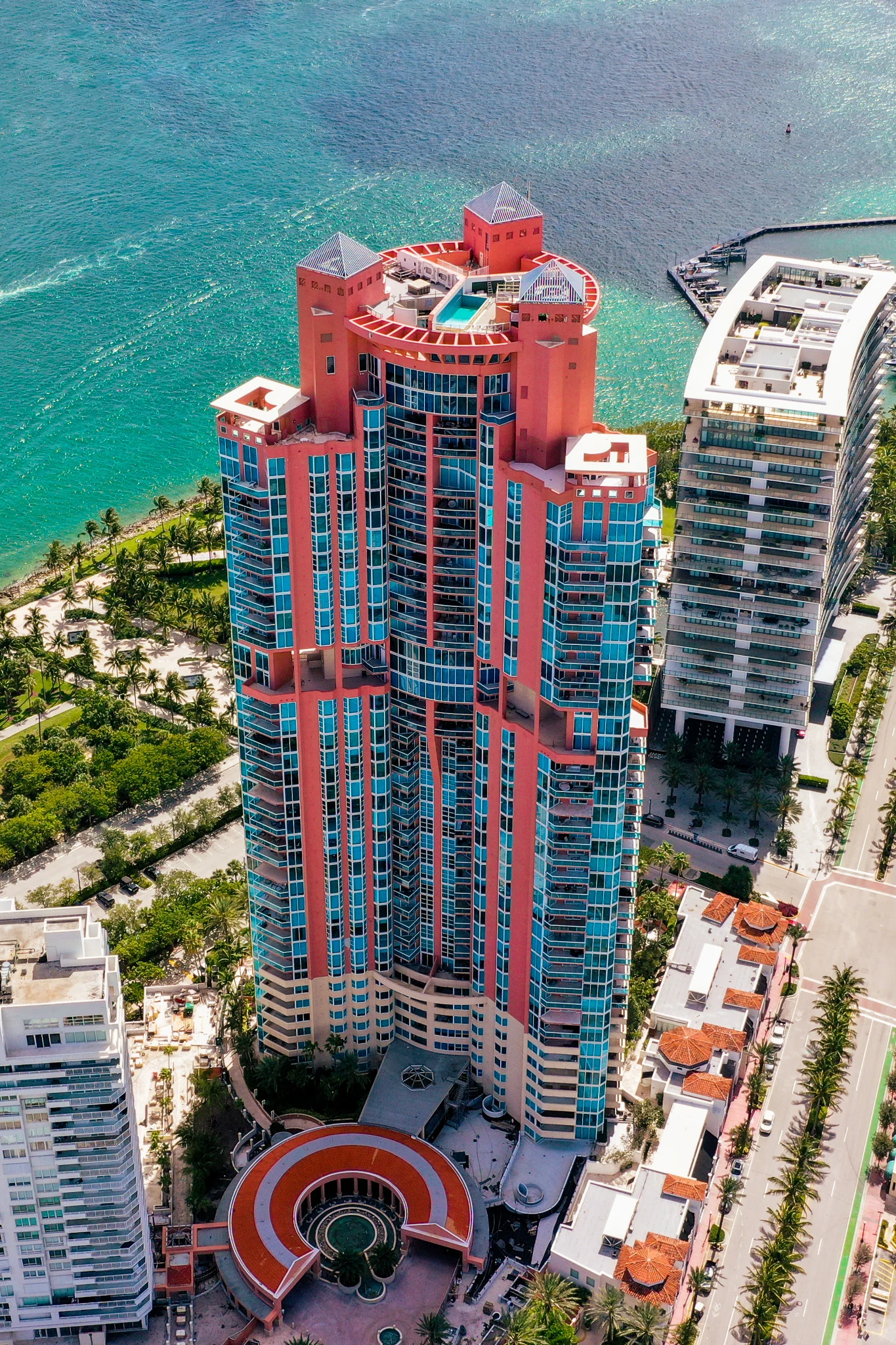 Aerial view of Portofino Tower in Miami Beach